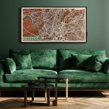 3D Bristol Térkép Faldekoráció - enteriőr